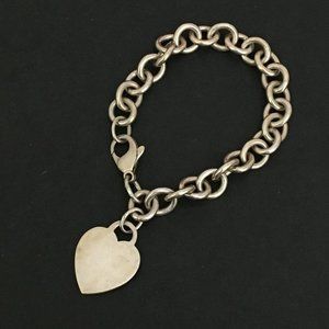 TIFFANY&CO. Silver 925 Chain Heart Tag Chain Bracelet /1E4213